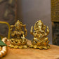 Impressive Lord Ganesha & Laxmi on Lotus Brass Figurine
