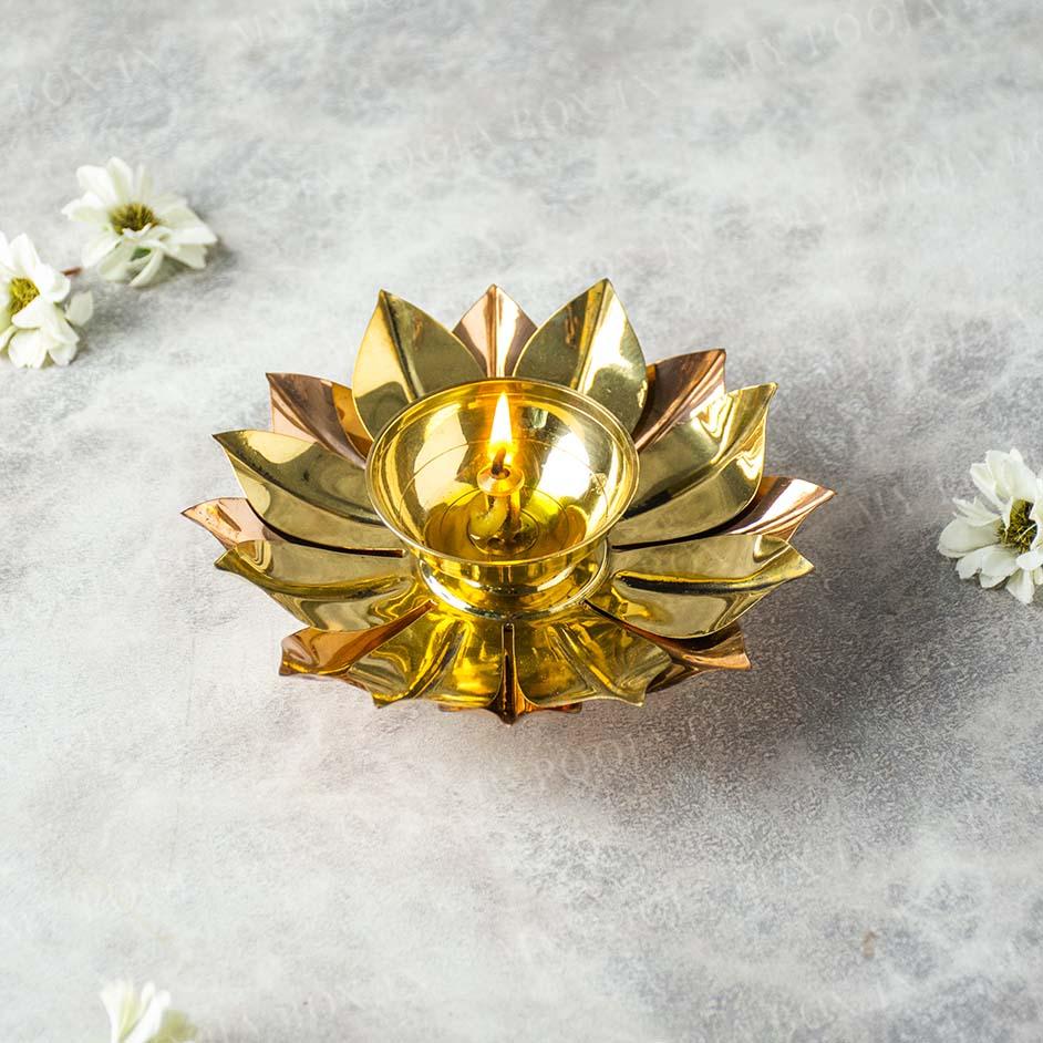 Elegant Handcrafted Metal Lotus Diya