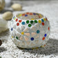 Colorful Floral Polka Dots Mosaic Glass T-light Candle Holder