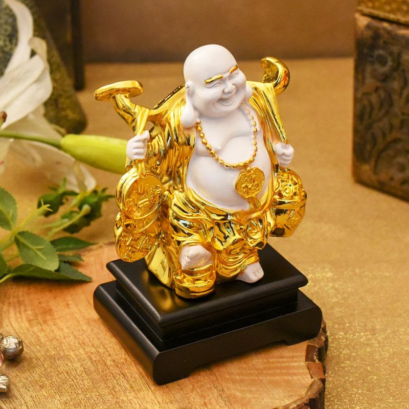 Feng Shui Laughing Buddha On Black Stand