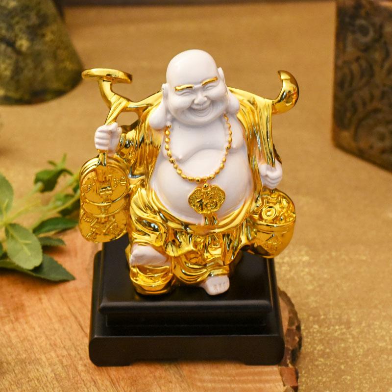 Feng Shui Laughing Buddha On Black Stand