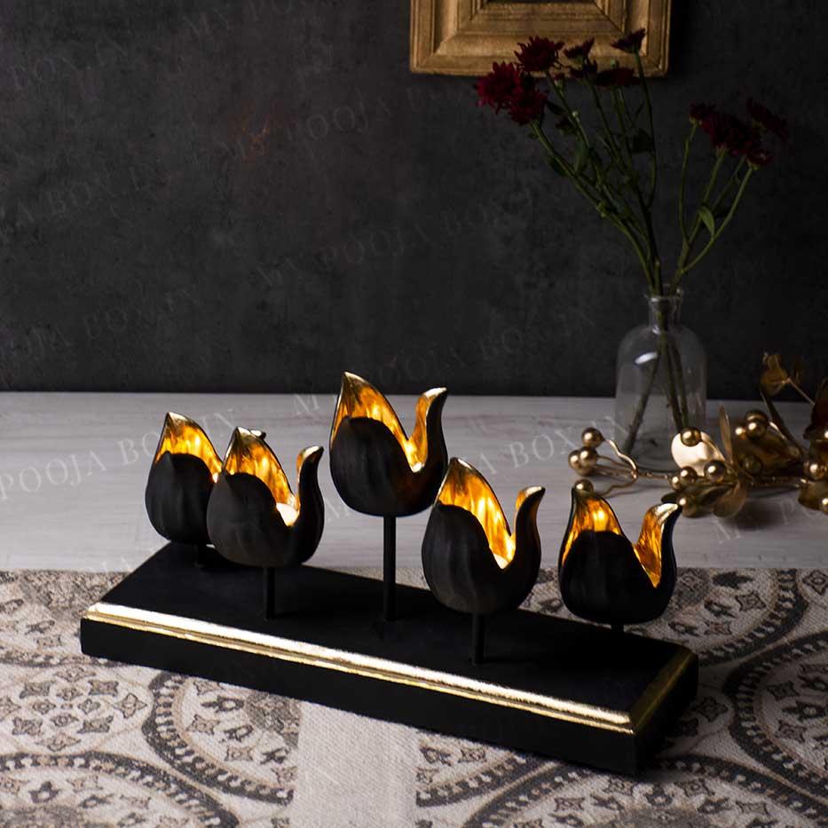 Classic Black Lotus T-light Holder