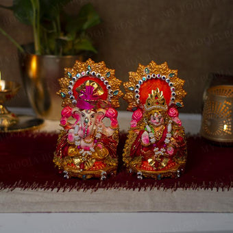 6INCH Clay Laxmi Ganesha Idol (Eco-Friendly)