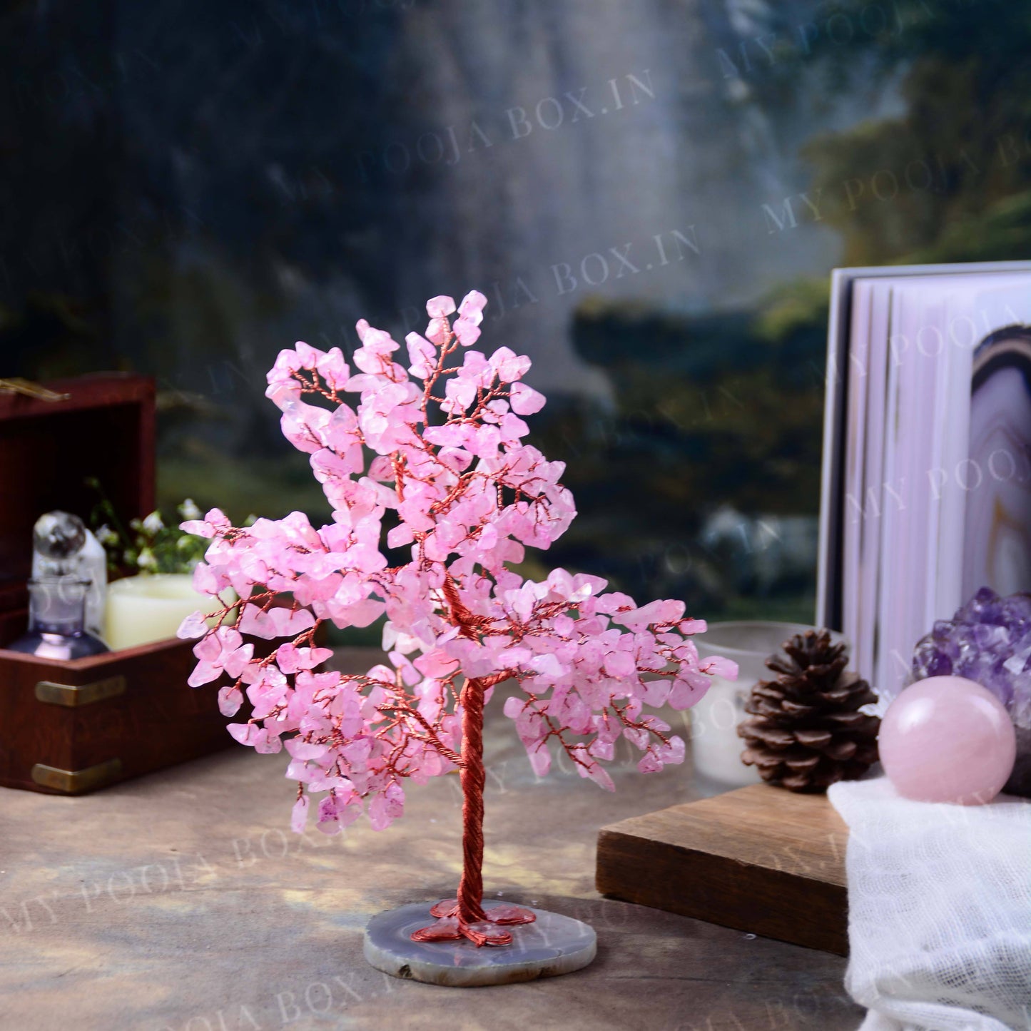 Rose Quartz Crystal Feng Shui Tree for Love