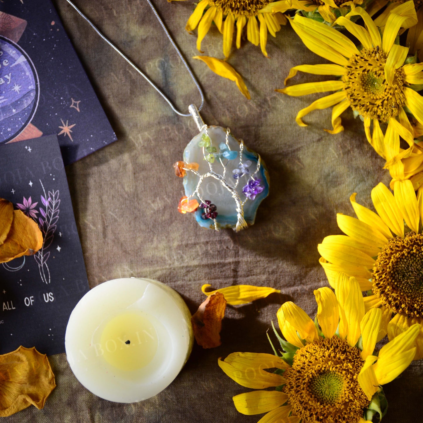 7 Chakra Aqua Crystal Pendant/Necklace