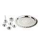 Silver Stainless Steel Pooja Thali Large (Set of 7)