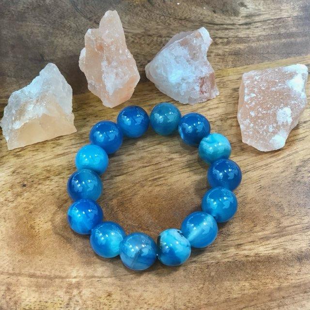 Blue Gemstone Onyx Strength of Mind Band/ Bracelet