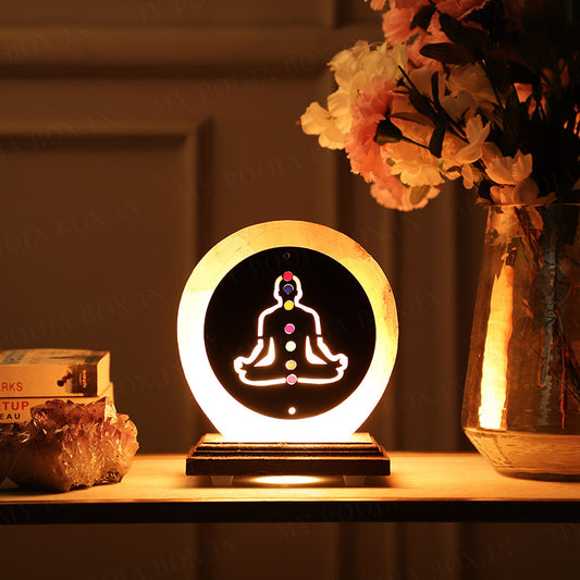 Himalayan Pink Salt 7 Chakra Glow Lamp