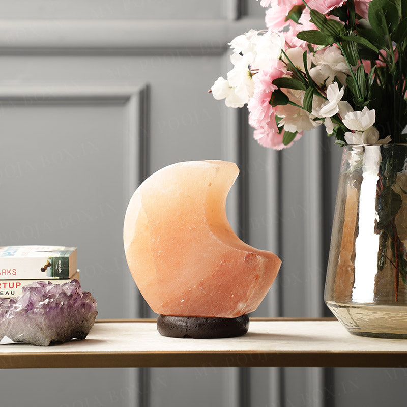 Himalayan Pink Salt Crescent Moon Glow Lamp