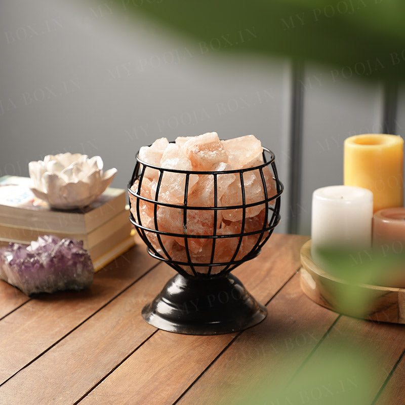 Iron Basket Bowl Himalayan Salt Lamp