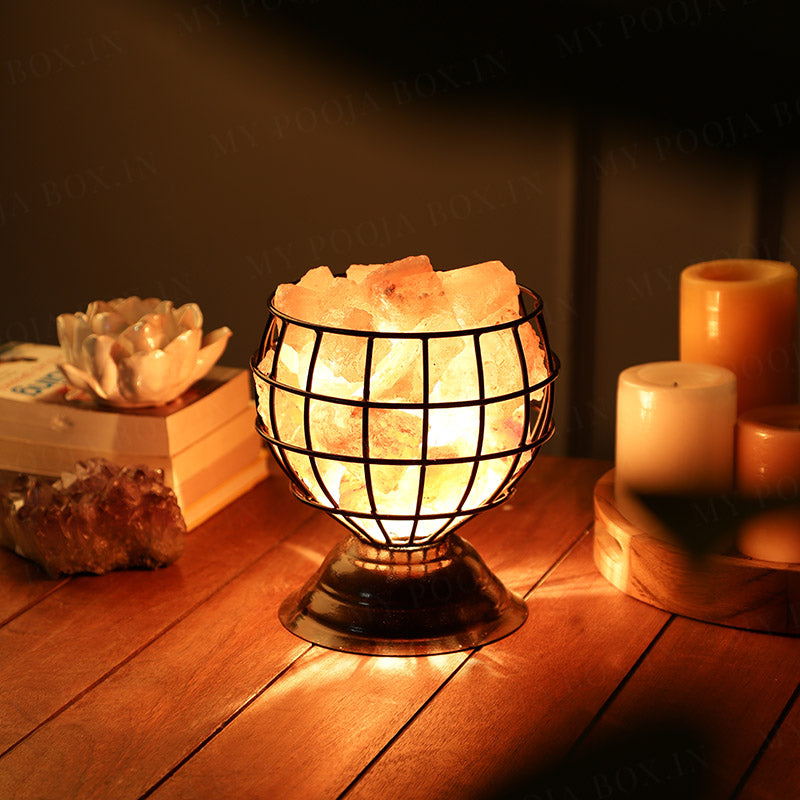 Iron Basket Bowl Himalayan Salt Lamp