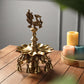 Antique Brass Peacock Diya with Bell