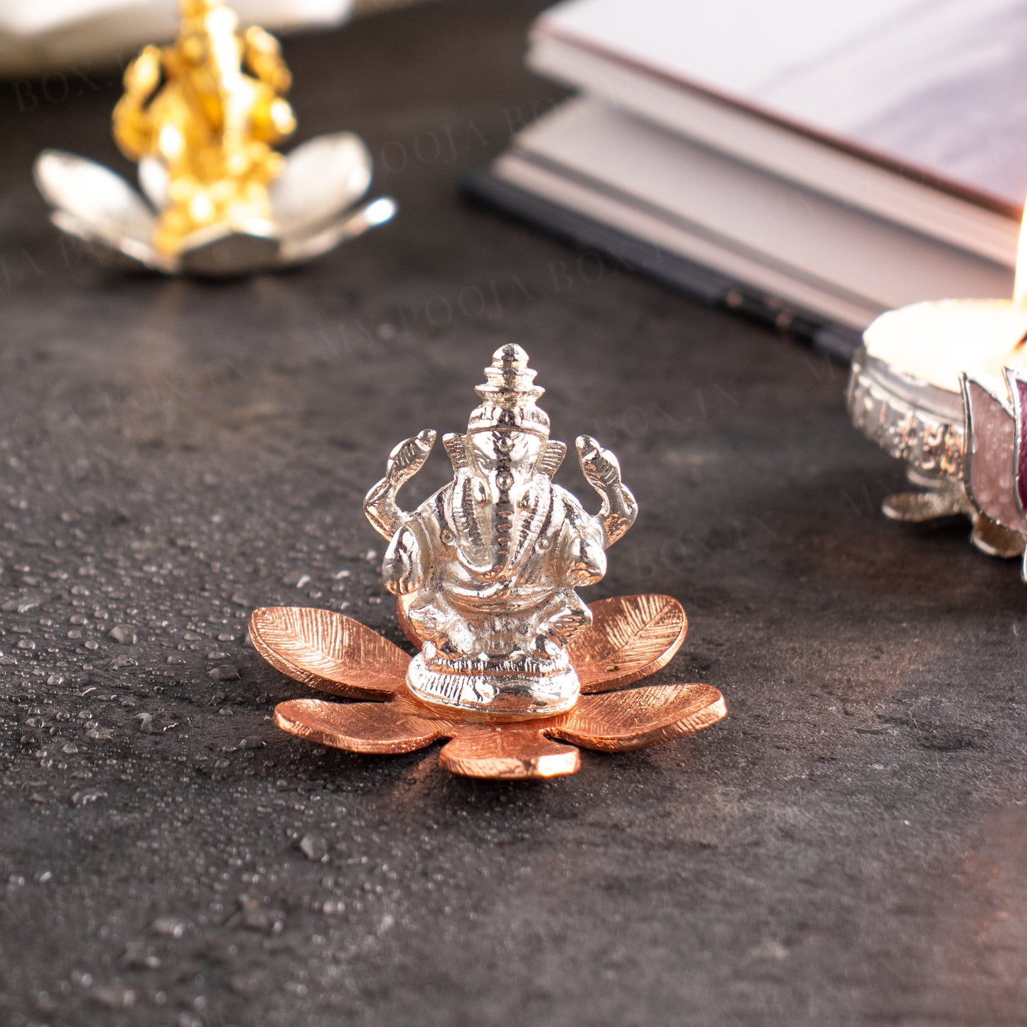 Auspicious Silver Plated Ganesh Laxmi Idol