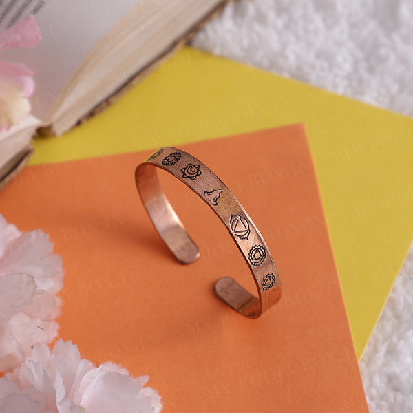 Copper Bracelet with Meditative Symbols