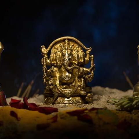 Antique Brass Panchmukhi Ganesha