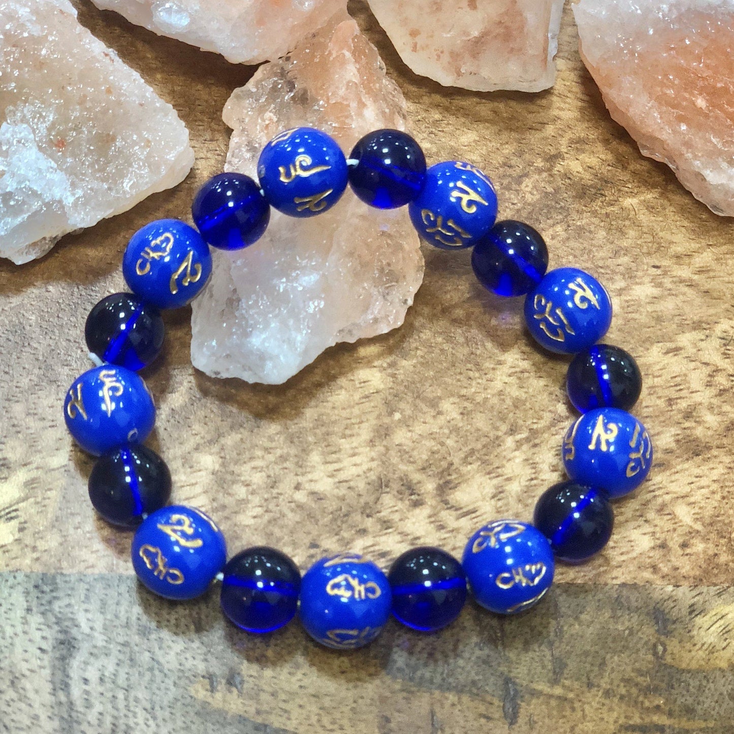 Om Mani Padme Hum: Blue Stone Tibetan Band/Bracelet
