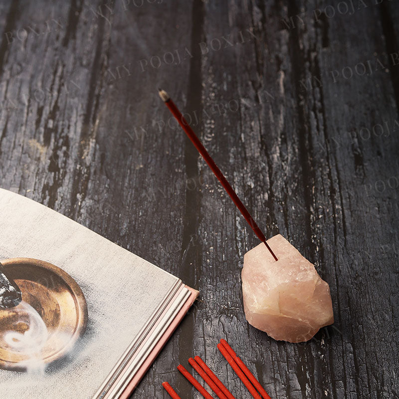 Rose Quartz Crystal Incense Stand