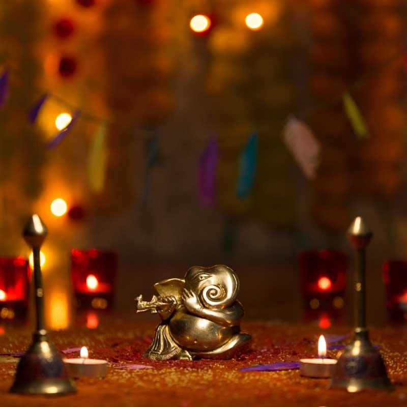 Cute Brass Flute Ganesh