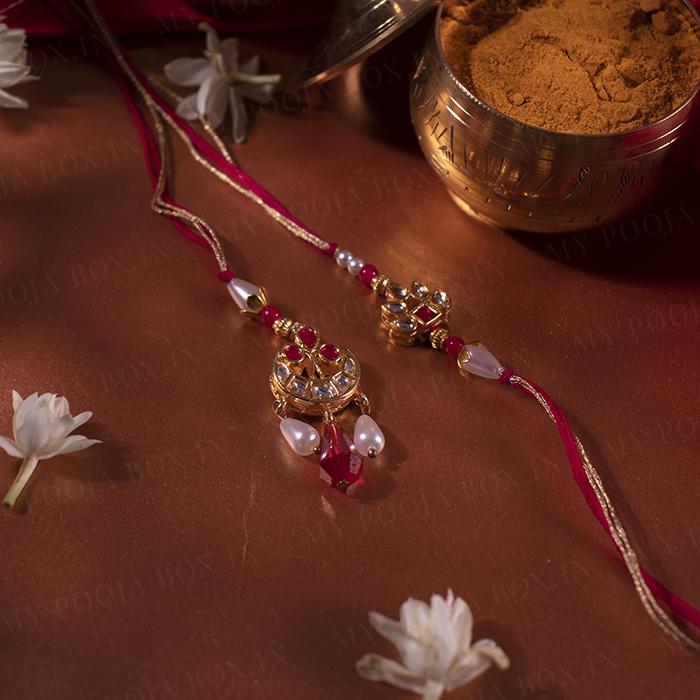 Red Pearl Bhaiya Bhabhi Rakhi