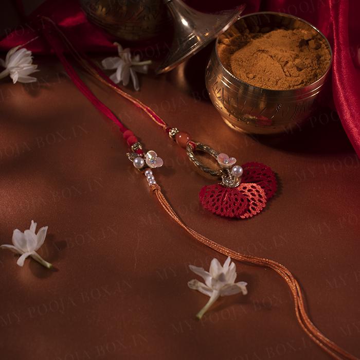 Vermillion Red Bhaiya Bhabhi Rakhi Set