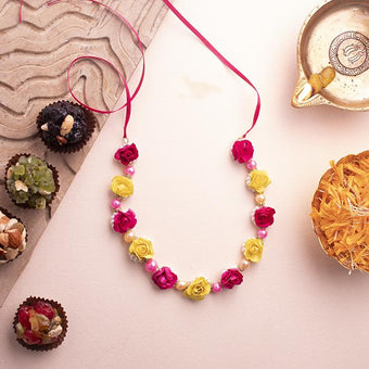 Adjustable Pink And Yellow Blossom Garland