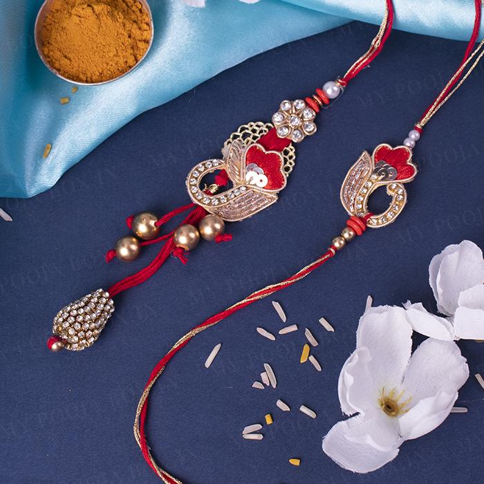 Elegant Red Bhaiya Bhabhi Rakhi