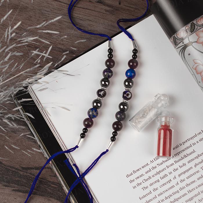 Evil Eye Amethyst & Lapis Lazuli Bhaiya Bhabhi Rakhi