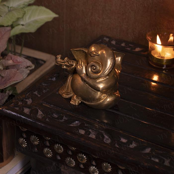 Cute Brass Flute Ganesh