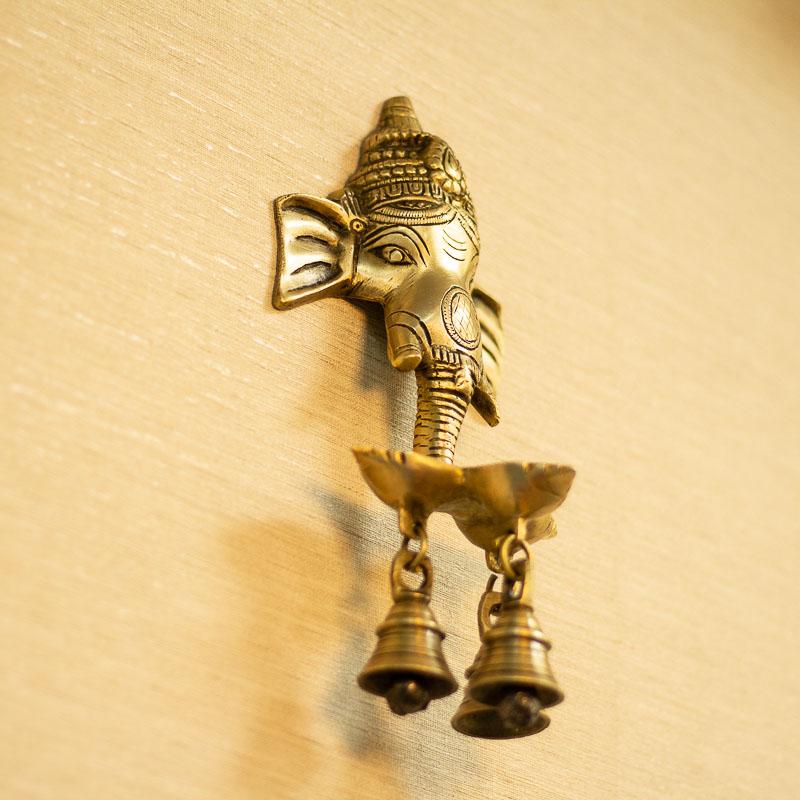 Antique Ganesha Wall Hanging With Deepak & Bells