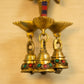 Antique Brass Ganesh Wall Hanging With Deepak & Hanging Bells