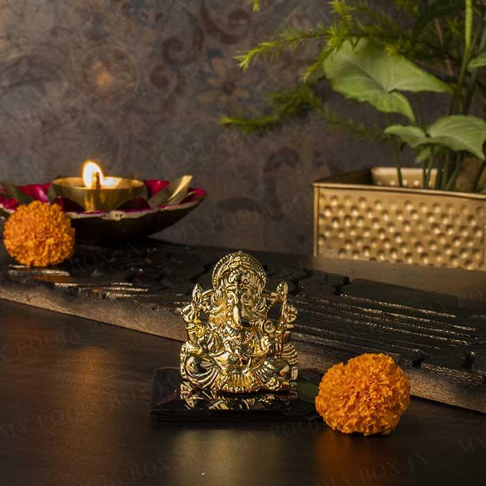 Spiritual Golden Ganesha Idol