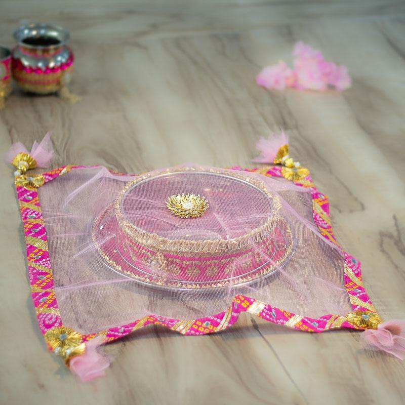 Pastel Pink Jaipuri Thali Cover