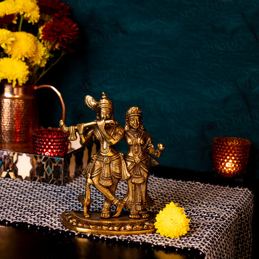 Antique Brass Radha Krishna Idol/Murti