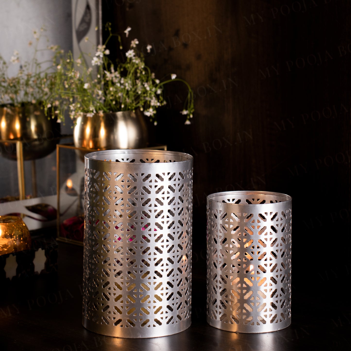 Malhar Silver Candle Holder