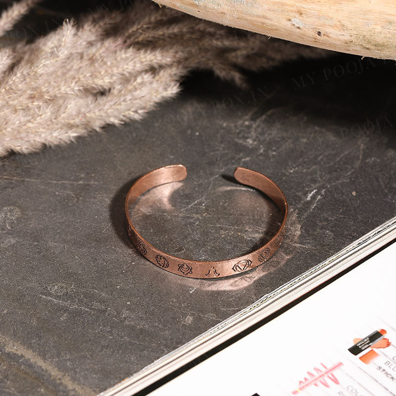 Copper Bracelet with Meditative Symbols
