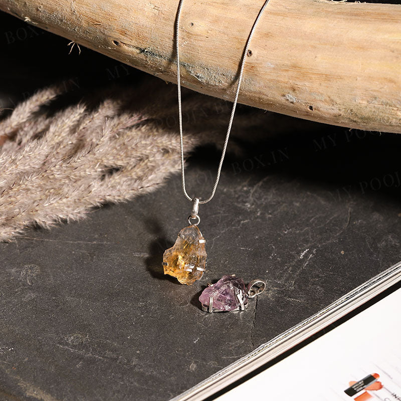 Sterling Silver Citrine Crystal Pendant - Main Image