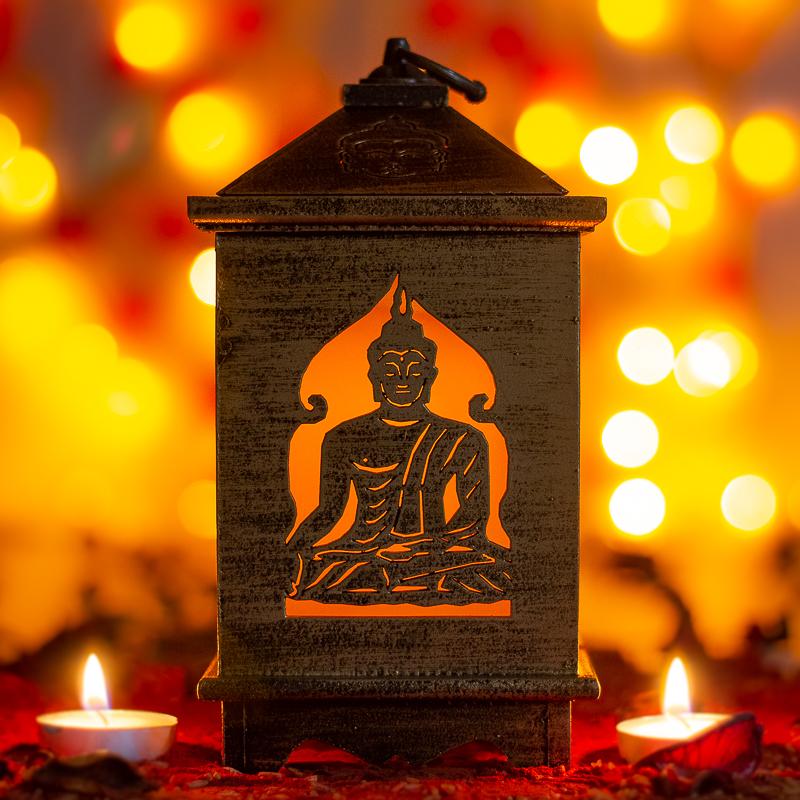 Buy Handcrafted Antique Wooden Buddha Lantern Online in India