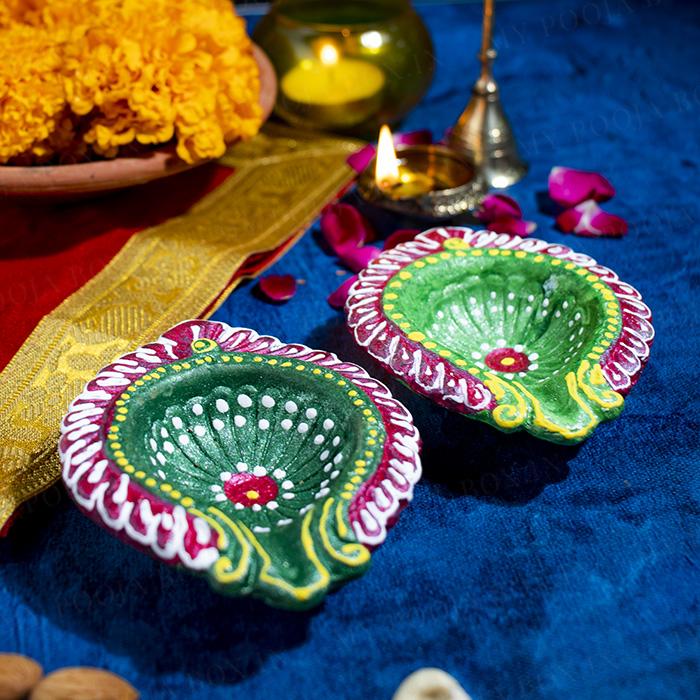 Eco Friendly Green Diya  (set of 2)