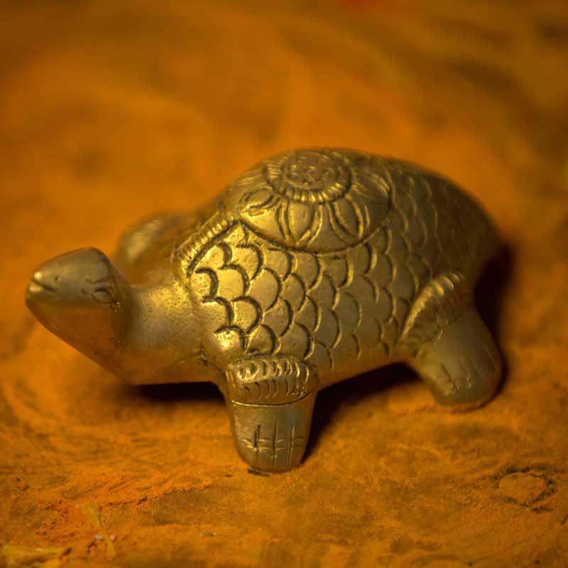 Feng Shui Brass Hammered Tortoise for Good Luck and Longevity