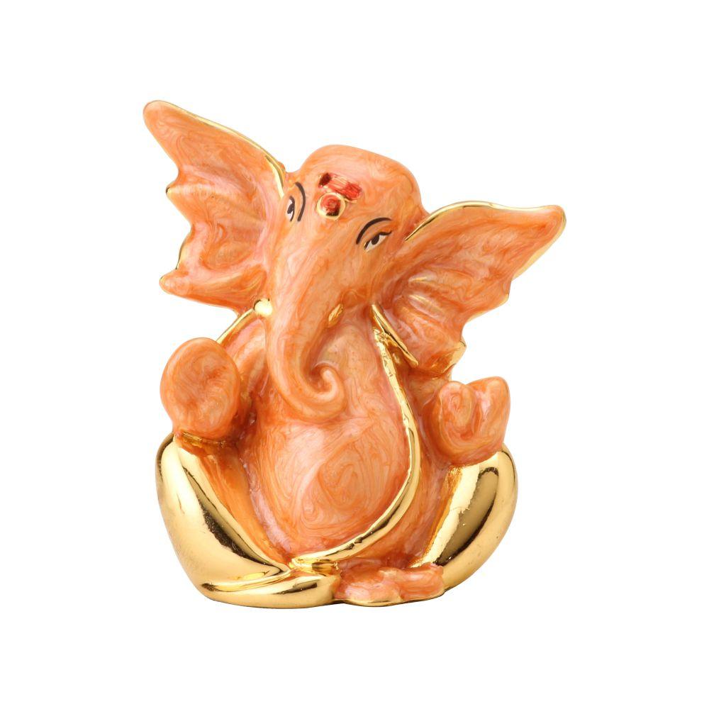 24 K Gold Foil Pearl Orange Ganesha
