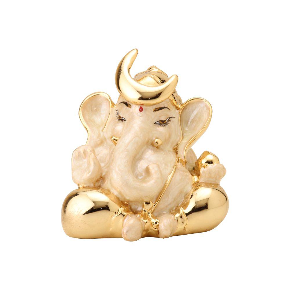 24 K Gold Foil Pearl White Ganesha