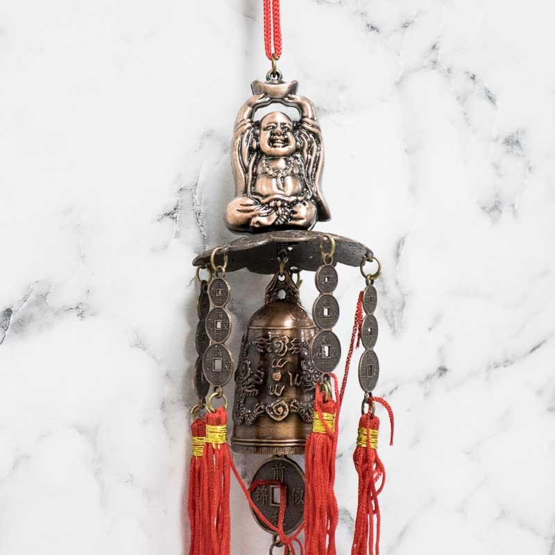 Feng Shui Traditional Dragon Bell Coins Laughing Buddha Wind Chime