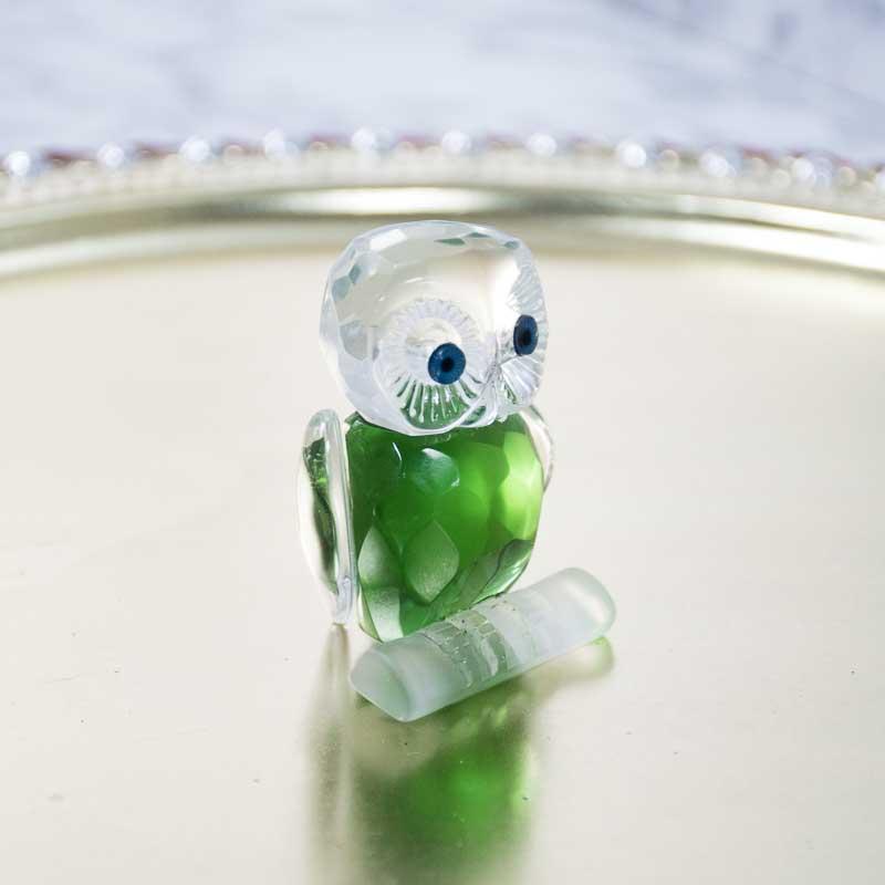 Green Crystal Owl Figurine Paperweight Table Centerpiece Home D   ecor