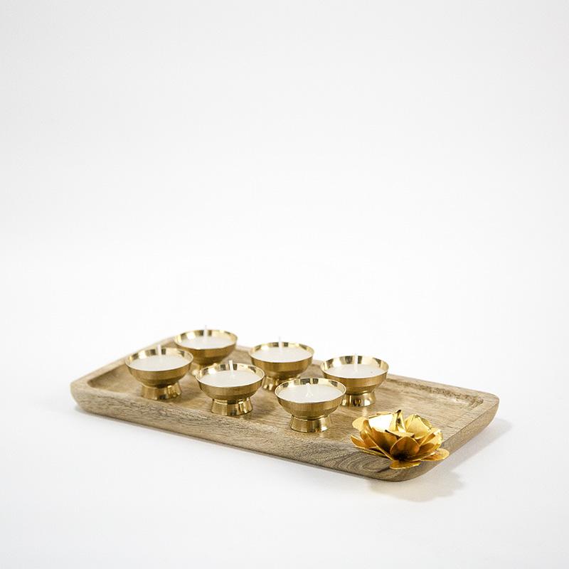 Brass Mini Candle Platter (Set of 6)