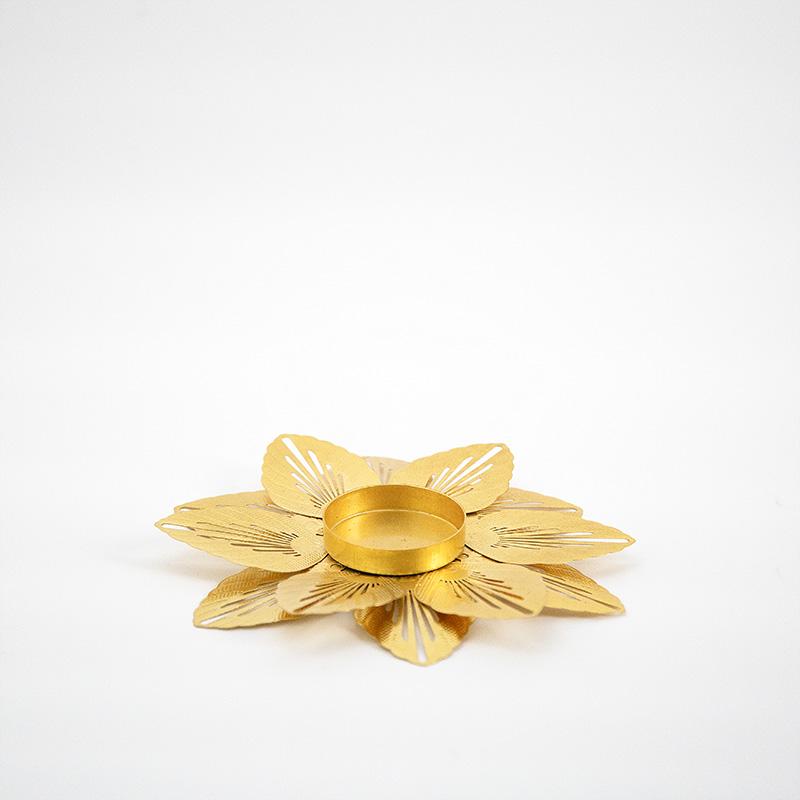 Golden Leaf Candle Holder Showpiece