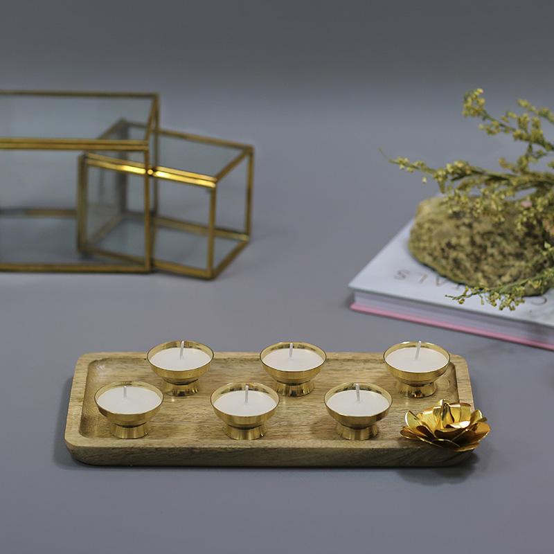 Brass Mini Candle Platter (Set of 6)