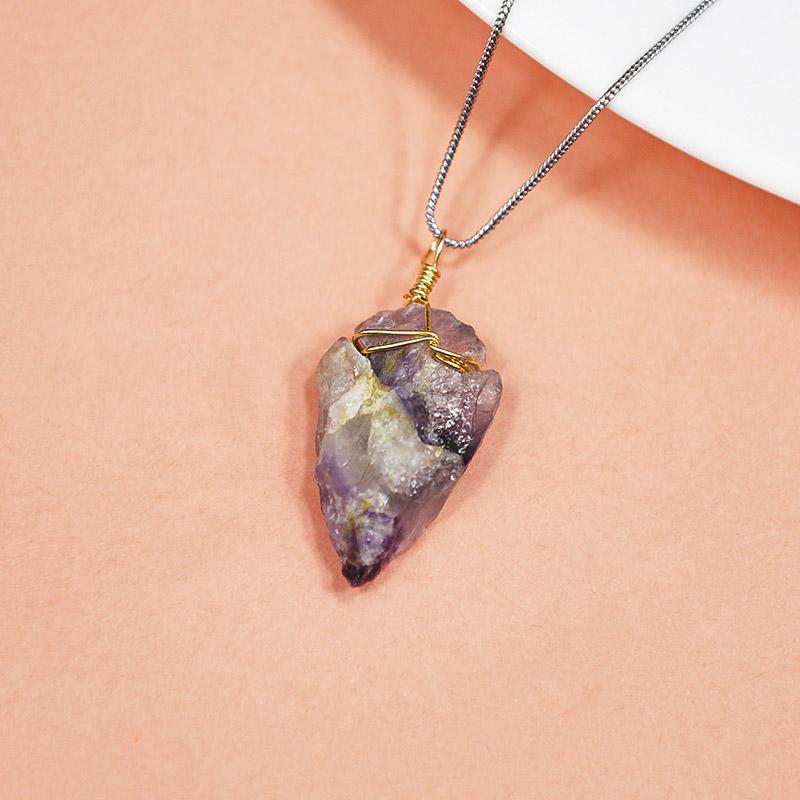 Amethyst 7 Chakra Flat Stick Pendant - Chakra Balancing