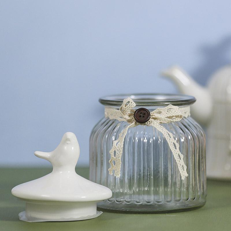Lovely Birdy Glass Jar