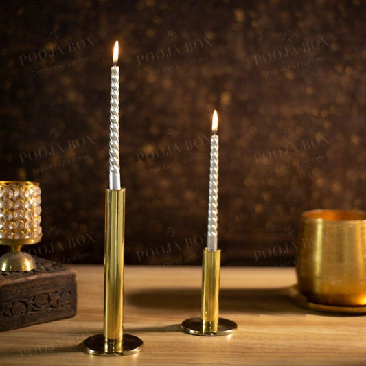 Alaia Brass Candle Stands (Set Of 2) Holder