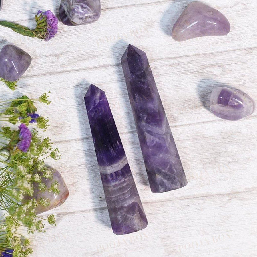 Amethyst Tower/pencil (Set Of 2)Spirituality & Protection Reiki Towers